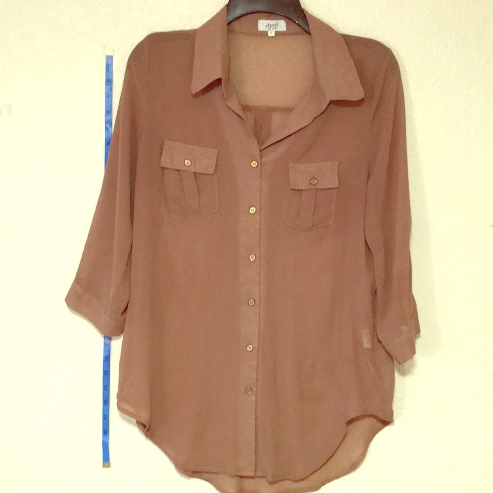 Sheer button down top